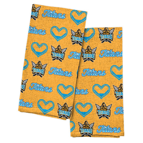 Gold Coast Titans Tea Towel 2 Pack Licensing Essentials