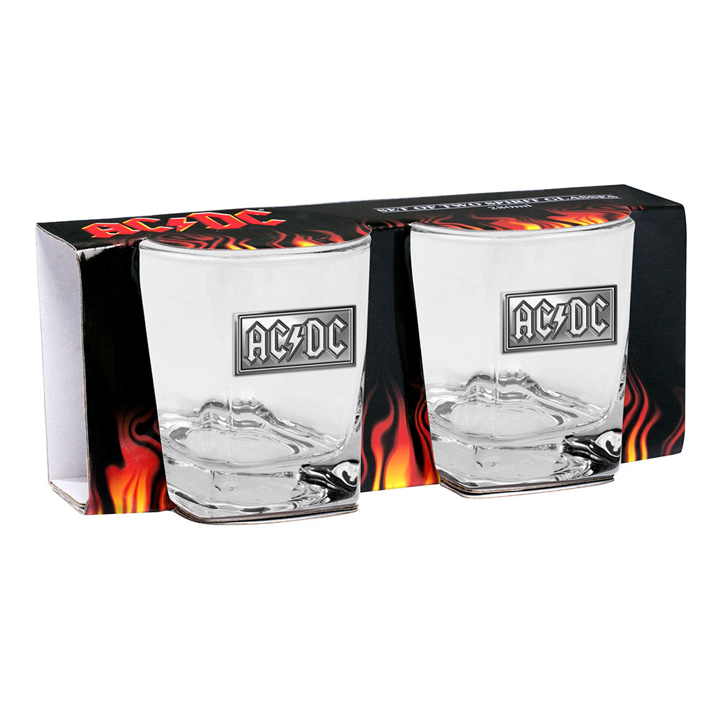Ac/Dc Set Of 2 Metal Badge Glasses – Licensing Essentials